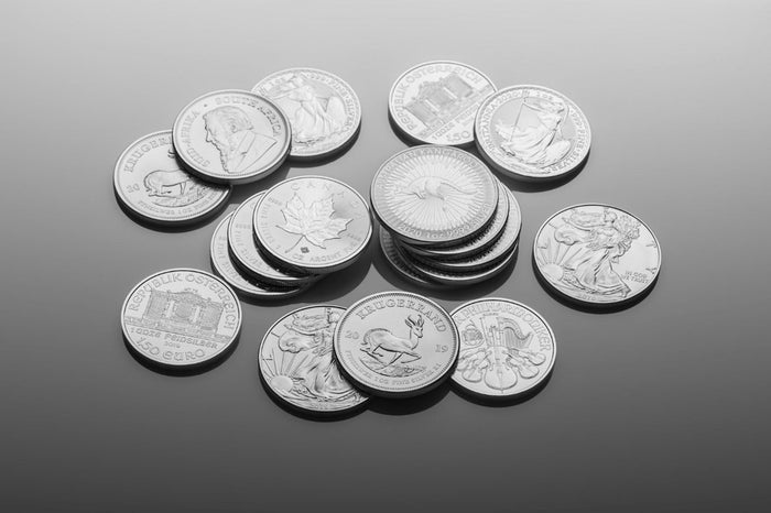 Silver bullion coins from around the world.