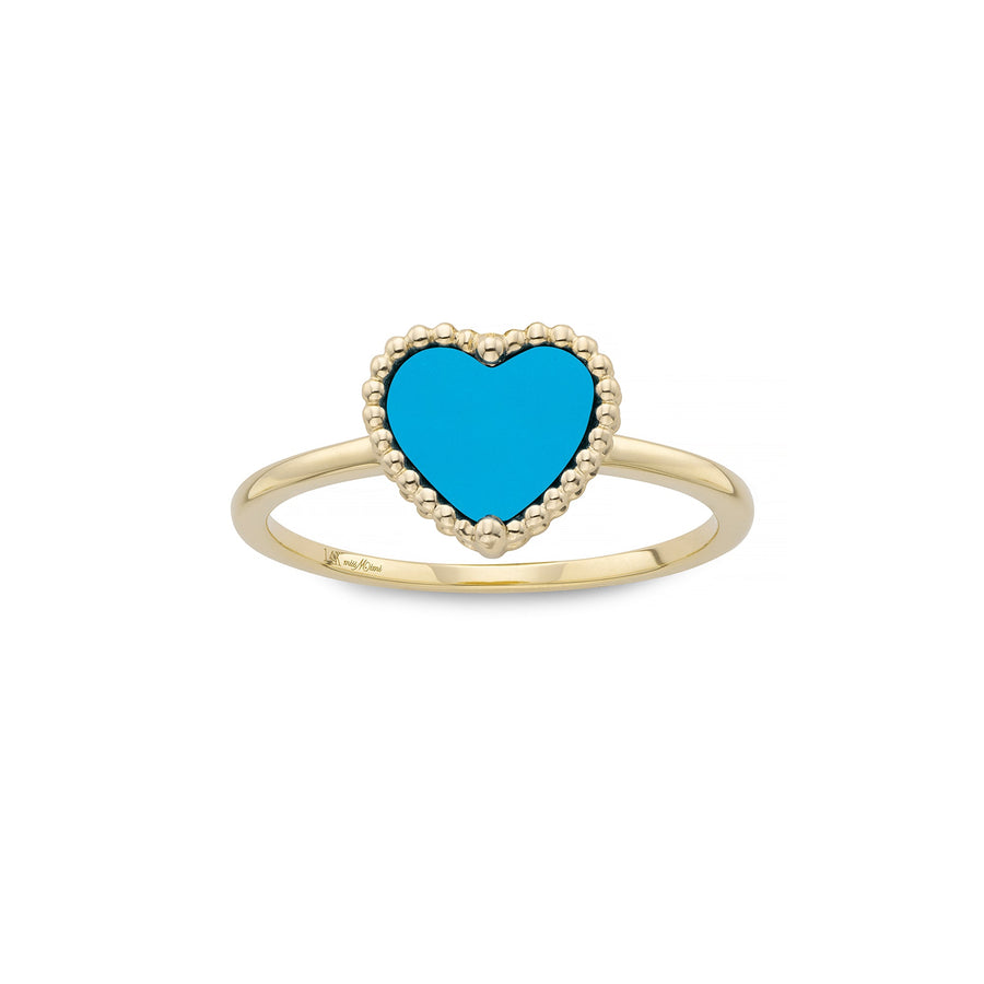 Beaded heart turquoise ring