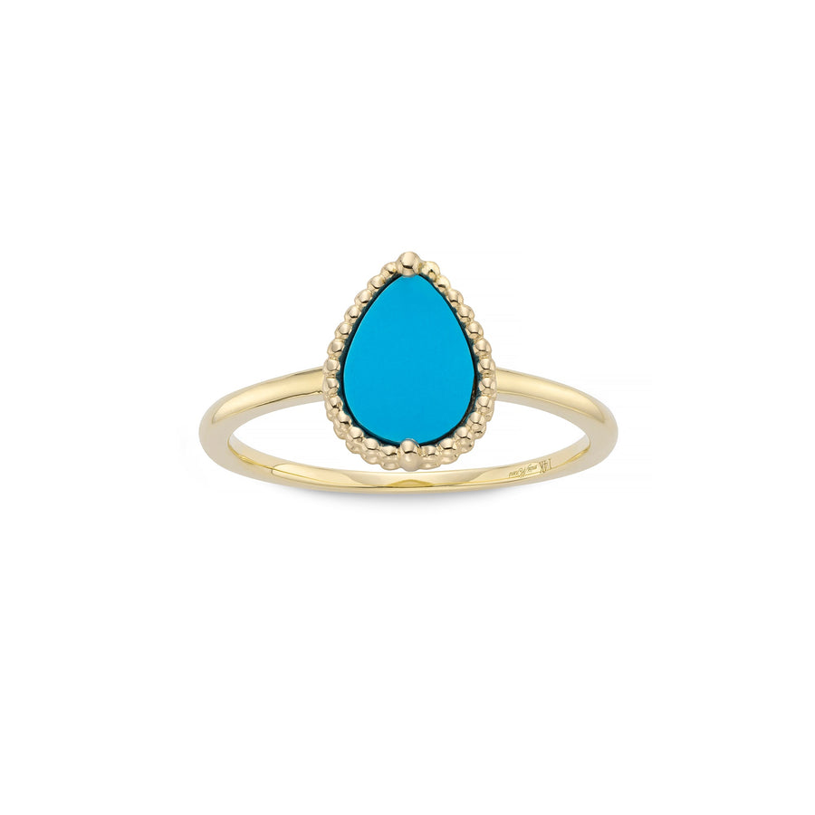 Beaded pear turquoise ring