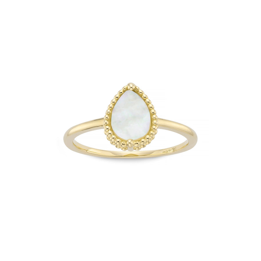 Beaded pear mother of pearl ring