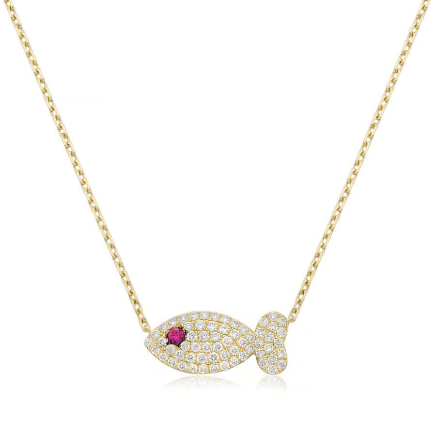 Diamond fish necklace