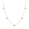 5 hearts diamond station necklace
