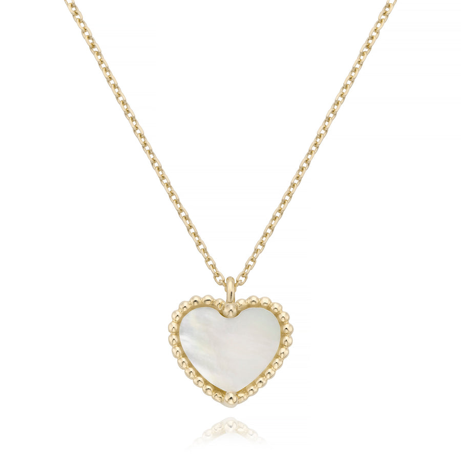 Beaded heart mother of pearl necklace