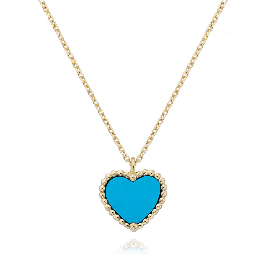 Beaded heart turquoise necklace