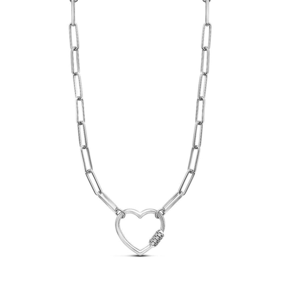 Heart paper clip link necklace