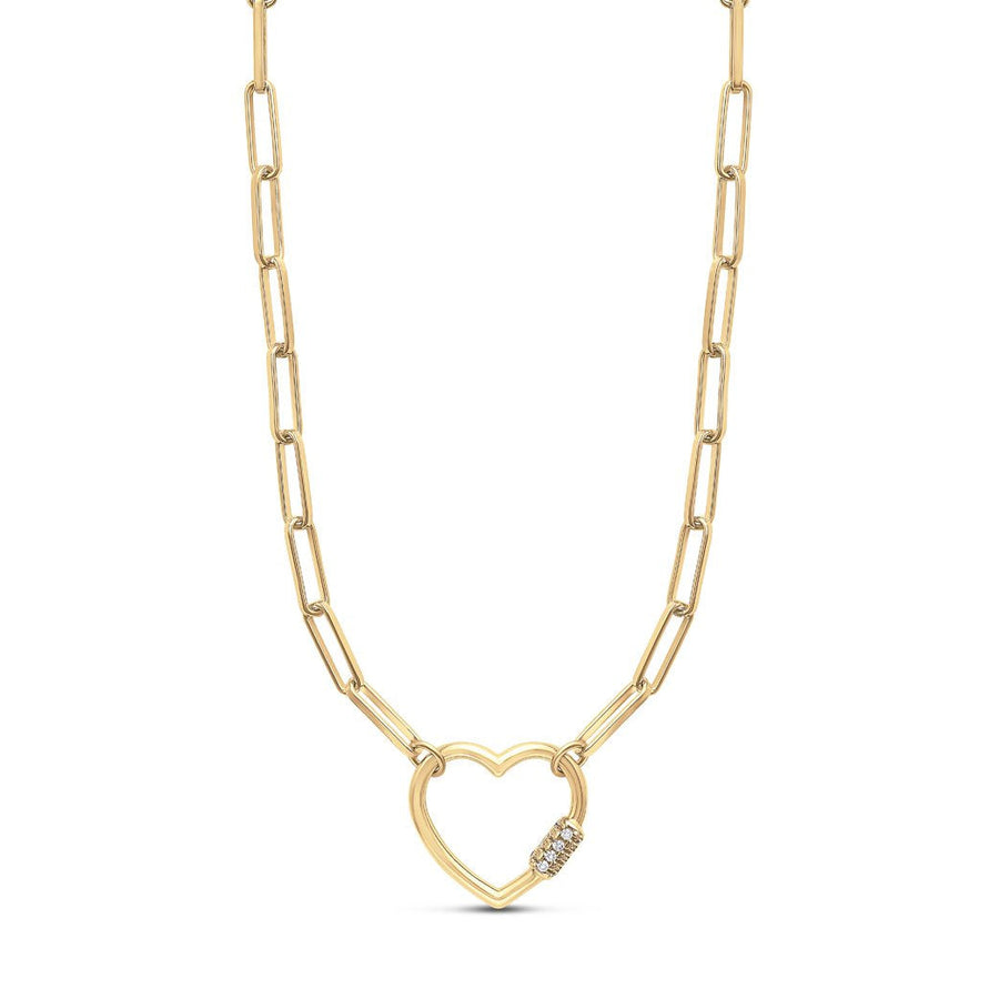 Heart paper clip link necklace