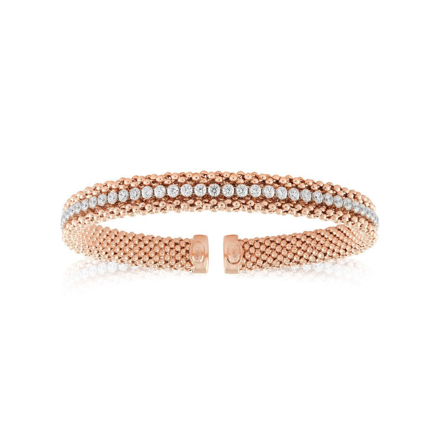 Mesh bangle with a cubic line