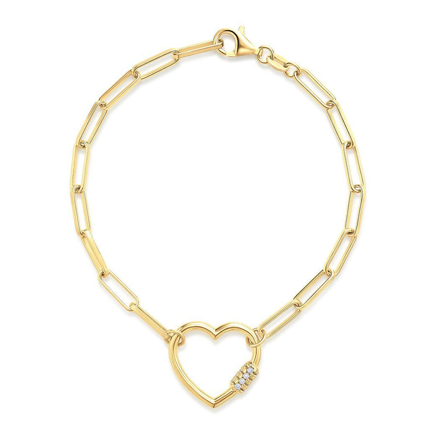 Heart paper clip link bracelet