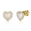 White agathe heart earrings