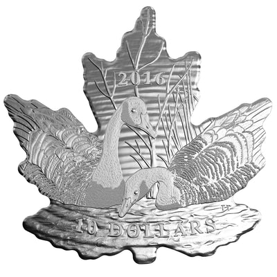 Canada Geese - Maple Leaf Silhouette - 2016 Canada 1/2 oz Pure Silver Coin - Royal Canadian Mint