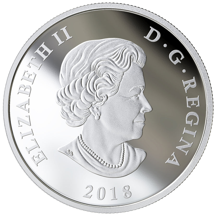 Canadian Flag - 2018 Canada 1 oz Pure Silver Coloured Coin - Royal Canadian Mint