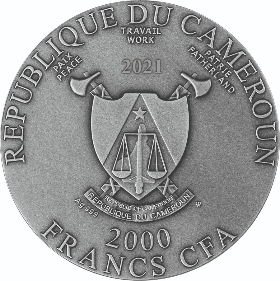 2021 - Christ The Savior - 2 oz High Relief Silver Gilded Coin - Cameroon