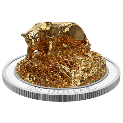 Cougar - Sculpture of Majestic Canadian Animals - 2017 Canada Pure Silver Gold Plated Coin - Royal Canadian Mint