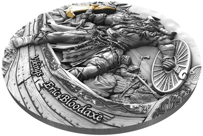 2020 - Eric Bloodaxe Vikings 2 oz Silver Coin With Gold Plating - Mint of Poland - Niue