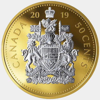 Fifty Cent (50c) - Big Coin Series - 2019 Canada Pure Silver Reverse Gold Plating - Royal Canadian Mint