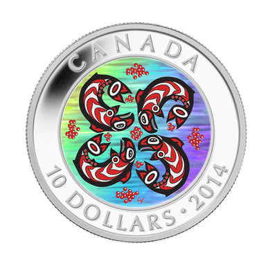 First Nations Art: Salmon - 2014 Canada 1/2 oz Pure Silver Coin - Royal Canadian Mint
