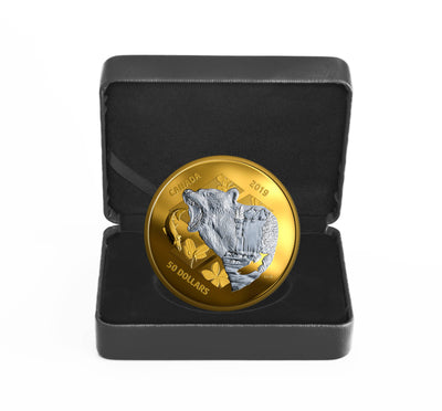 Grizzly Bear- Inner Nature - 2019 Canada 5 oz Pure Silver Gold Plated Coin - Royal Canadian Mint