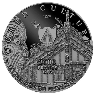 2020 - Haka World Cultures - 2 oz Silver Coin - Ultra High Relief - With Carnelian Insert - Cameroon - 2000 Francs