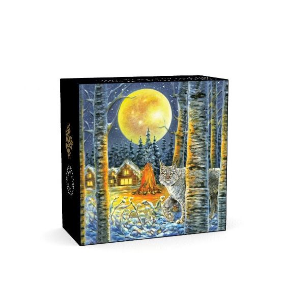 Lynx - Animals In The Moonlight - 2017 Canada 2 oz Pure Silver Coin Glow In The Dark - Royal Canadian Mint