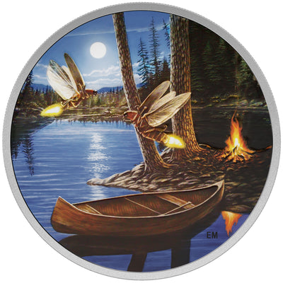Moonlight Fireflies - 2015 Canada 2 oz Pure Silver Glow In The Dark Coin - Royal Canadian Mint