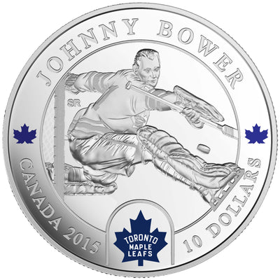 NHL Goalies: Johnny Bower Toronto Maple Leafs - 2015 Canada Pure Silver Coin - Royal Canadian Mint