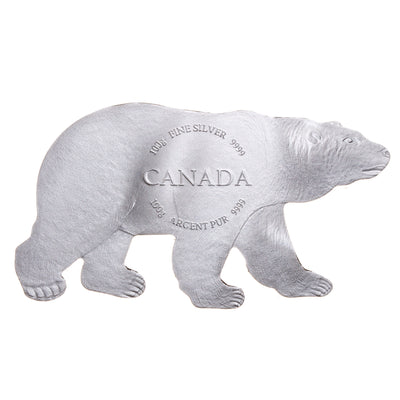 Polar Bear - Real Shape Iconic Canada - 2018 Canada Pure Silver Piece - Royal Canadian Mint