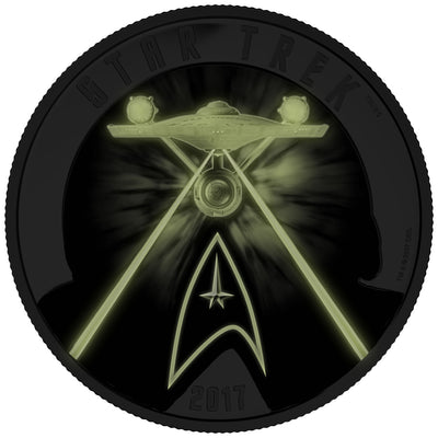 Star Trek™: Five Captains - 2017 Canada 2 oz Pure Silver Coloured Coin Glow In The Dark - Royal Canadian Mint