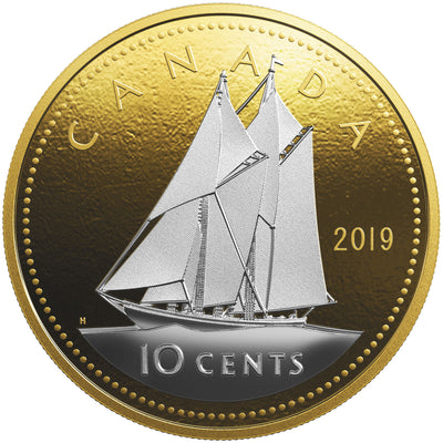 Ten Cent (10c) - Big Coin Series - 2019 Canada Pure Silver Reverse Gold Plating - Royal Canadian Mint