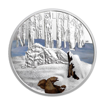 The Arctic Wolf - Glistening North - 2017 Canada 1 oz Pure Silver Coloured Coin - Royal Canadian Mint