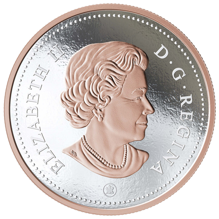 Twenty-Five Cent (25c) - Big Coin Series - 2018 Canada Pure Silver With Rose Gold Plating - Royal Canadian Mint