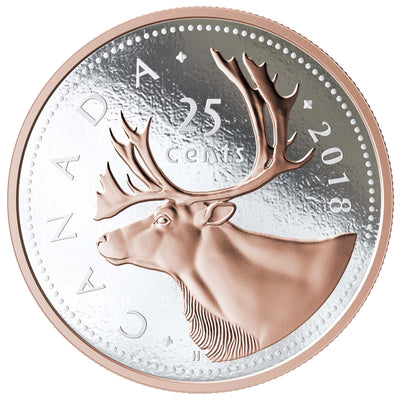 Twenty-Five Cent (25c) - Big Coin Series - 2018 Canada Pure Silver With Rose Gold Plating - Royal Canadian Mint